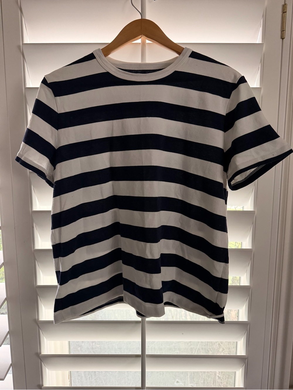 Madewell Terry Dakota Navy and White Striped Short Sleeve Tee L